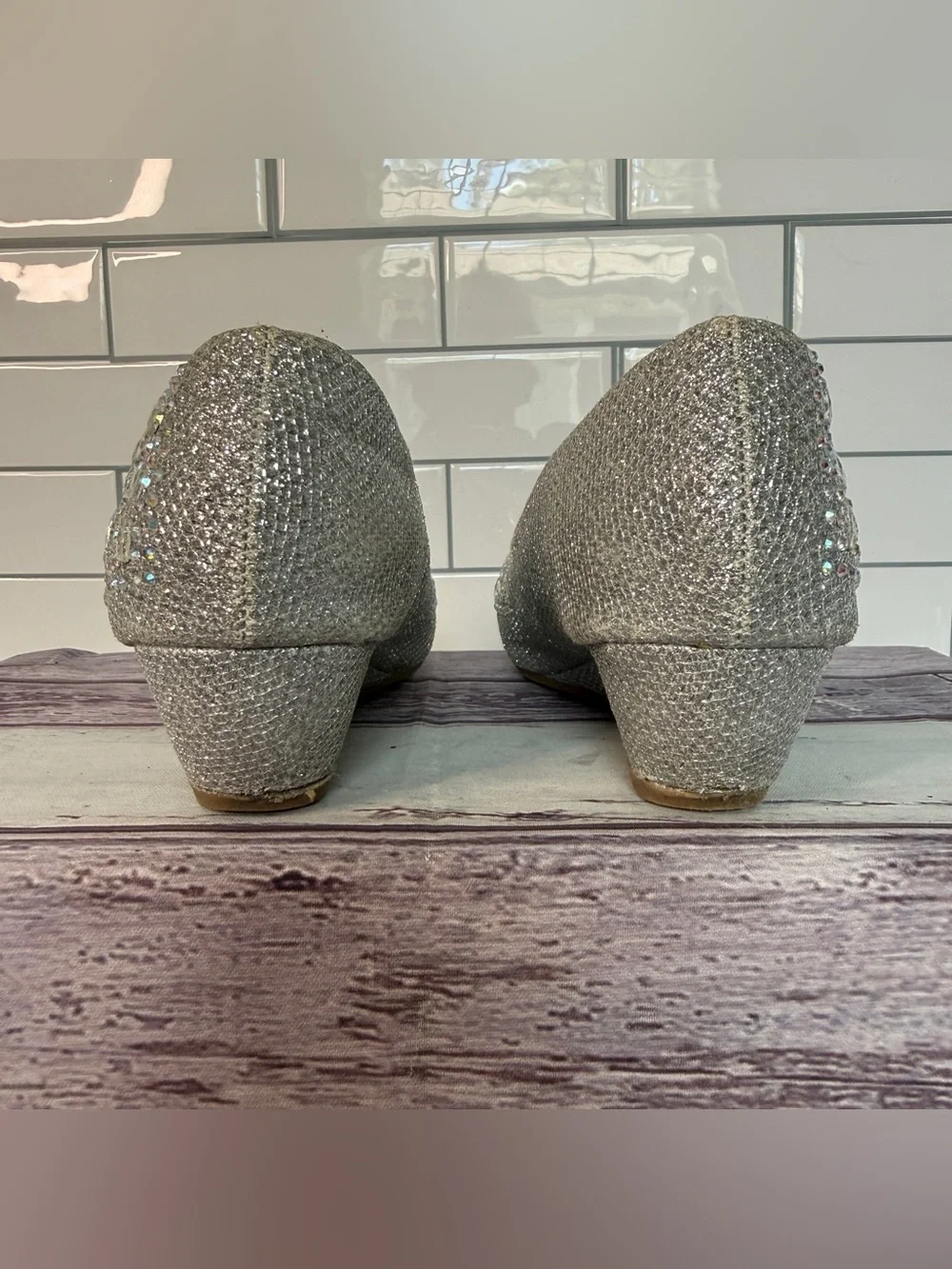 Girl's Slip On Rhinestone 💎✨Wrapped Wedge Heel Party Shoes size 10